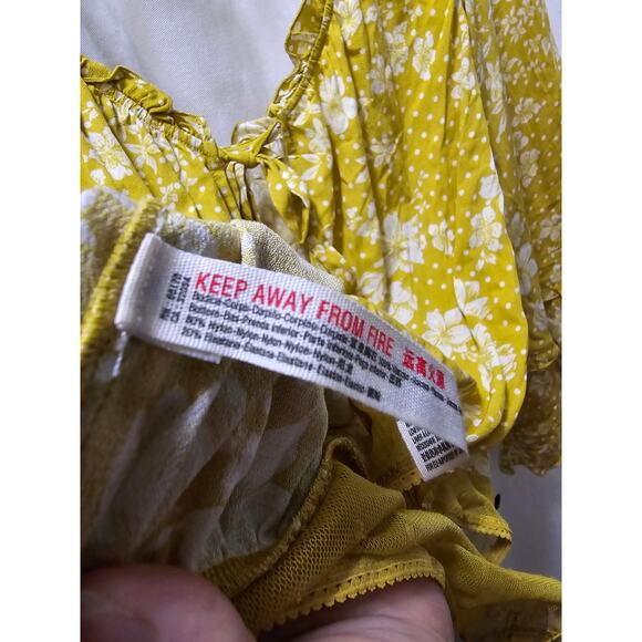 NWT Intimately Free People marigold floral ruffle bell sleeve body suit medium - Picture 12 of 12